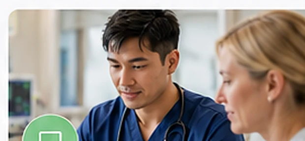 Zorgprofessionals bekijken samen informatie op een scherm